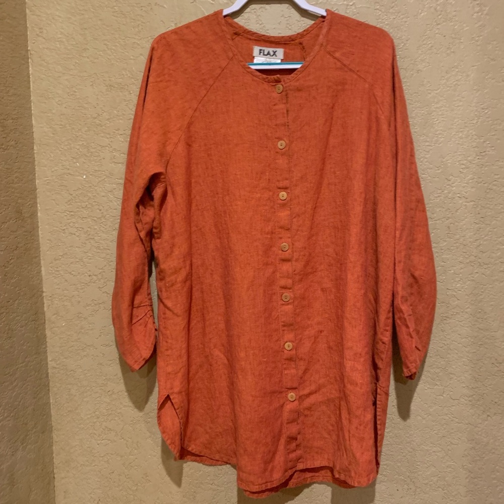 Flax Orange Button-Down Shirt